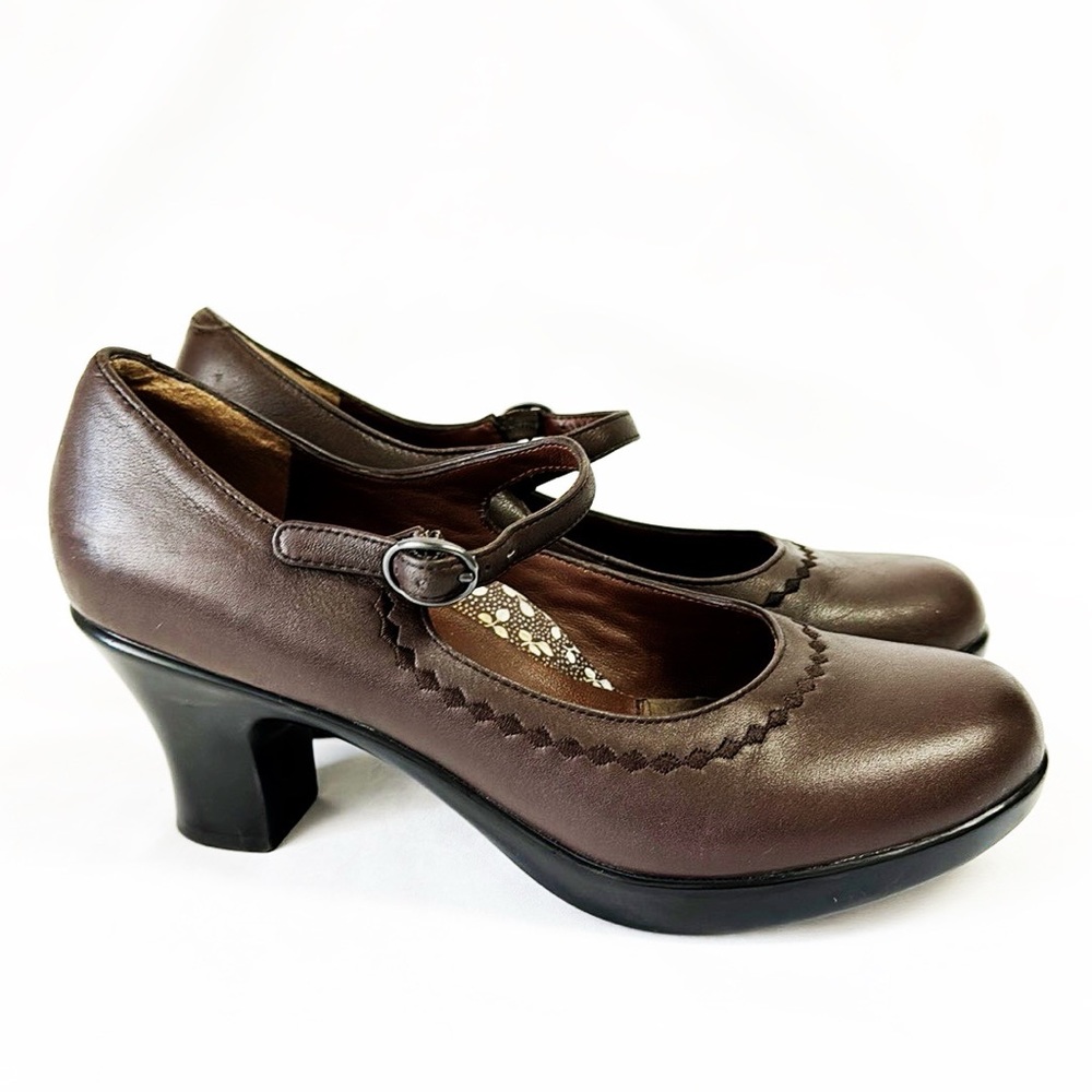 DANSKO Brown Leather MaryJanes With Block Heels Size 38/7.5-8